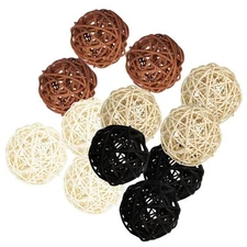 12Pcs Natural Rattan Wicker Round Ball Spheres Party