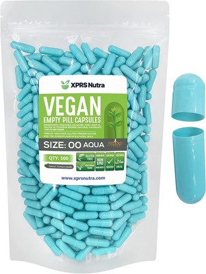 Size 00 Aqua Empty Vegan Capsules Vegetarian Veggie Capsules Pills Caps Vegi