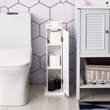 Small Bathroom Corner Cabinet Floor Doors Shelves Thin Toilet Vanity White