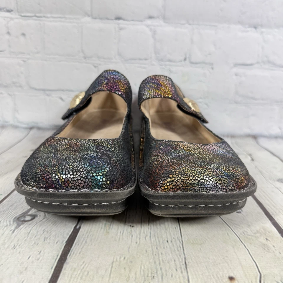 Mocasín Alegria Mary Jane para mujer talla 8,5-9 EE. UU. 39 UE multicolor brillo zapatos de enfermera Foto 3 de 4