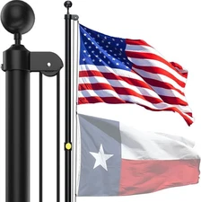 Flag Poles for Outside House in Ground - 20FT Sectional Aluminum 20FT-BLACK 
