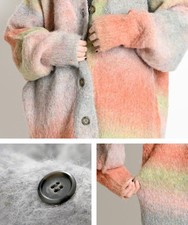 Women's Gradient Knit Cardigan, V-Neck, Fluffy Warm Loose Fit