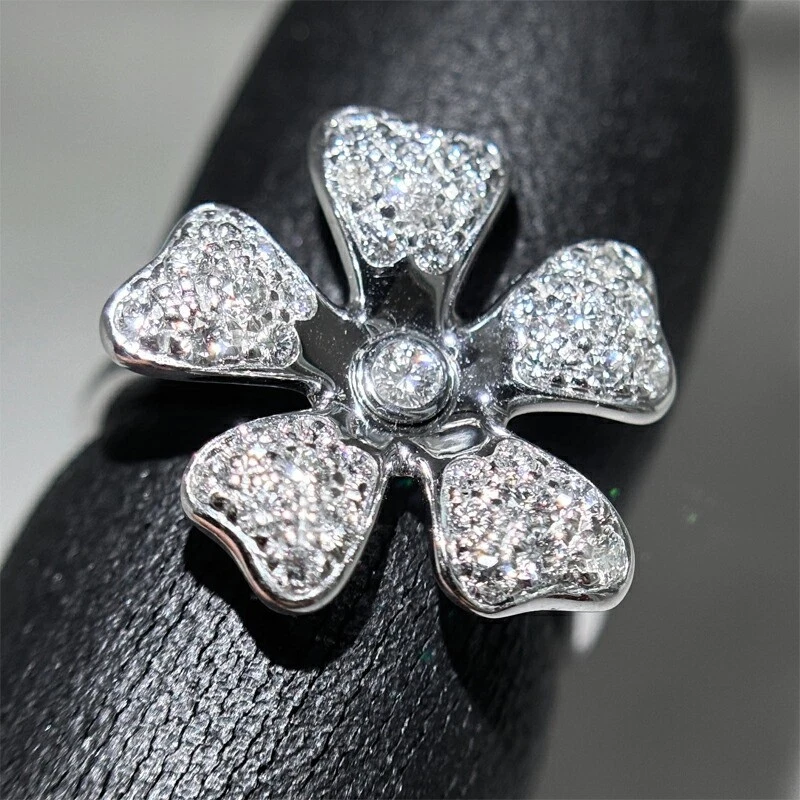 De Beers Wildflower Diamantring 0.6 ct K18WG Weißgold Blume Pavé - Bild 2 von 4