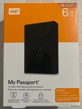 NEW WD - My Passport 6TB External USB 3.0 Portable Hard Drive - Black