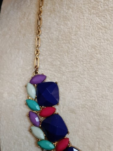 J Crew Beautiful Multicolor Acrylic Gold Tone Collar Necklace - Picture 13 of 20