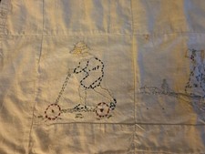 Vintage Sun Bonnet Children At Play Hand Embroidered Crib Baby Blanket Quilt
