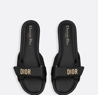 Diorivera Dioract Slide. Black lambskin In size 39 | eBay