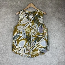 C&C California Shirt Womens Large Linen Sleeveless Button Front- 3486*