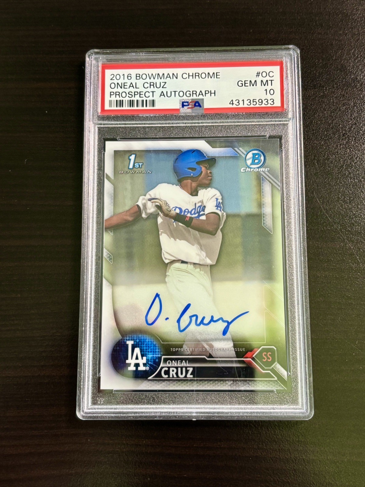 ONEAL CRUZ 2016 BOWMAN CHROME 1ST AUTO  PSA 10 DODGERS /PIRATES RC ROOKIE