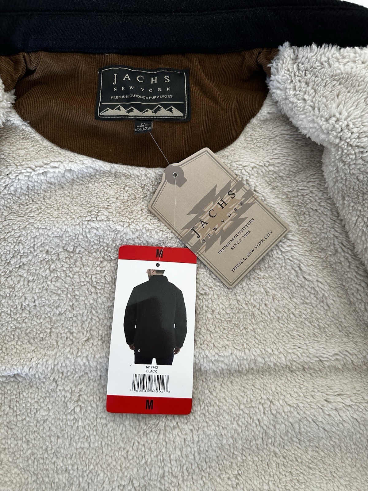 Jachs New York Wool Blend Sherpa Lined Shirt Jacket, Black, Size Medium