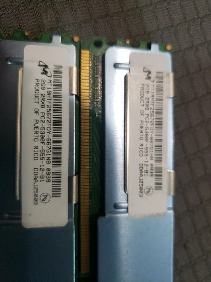 HP 4GB (2 x 2gb) 2RX8 PC2-5300P-555-12, RAM CARD /Memory Card - Image 2 of 4