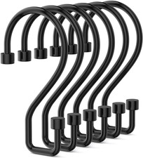 Shower Curtain Hooks, 12 Pcs S Shape Shower Curtain Rings, Rustproof Black Showe
