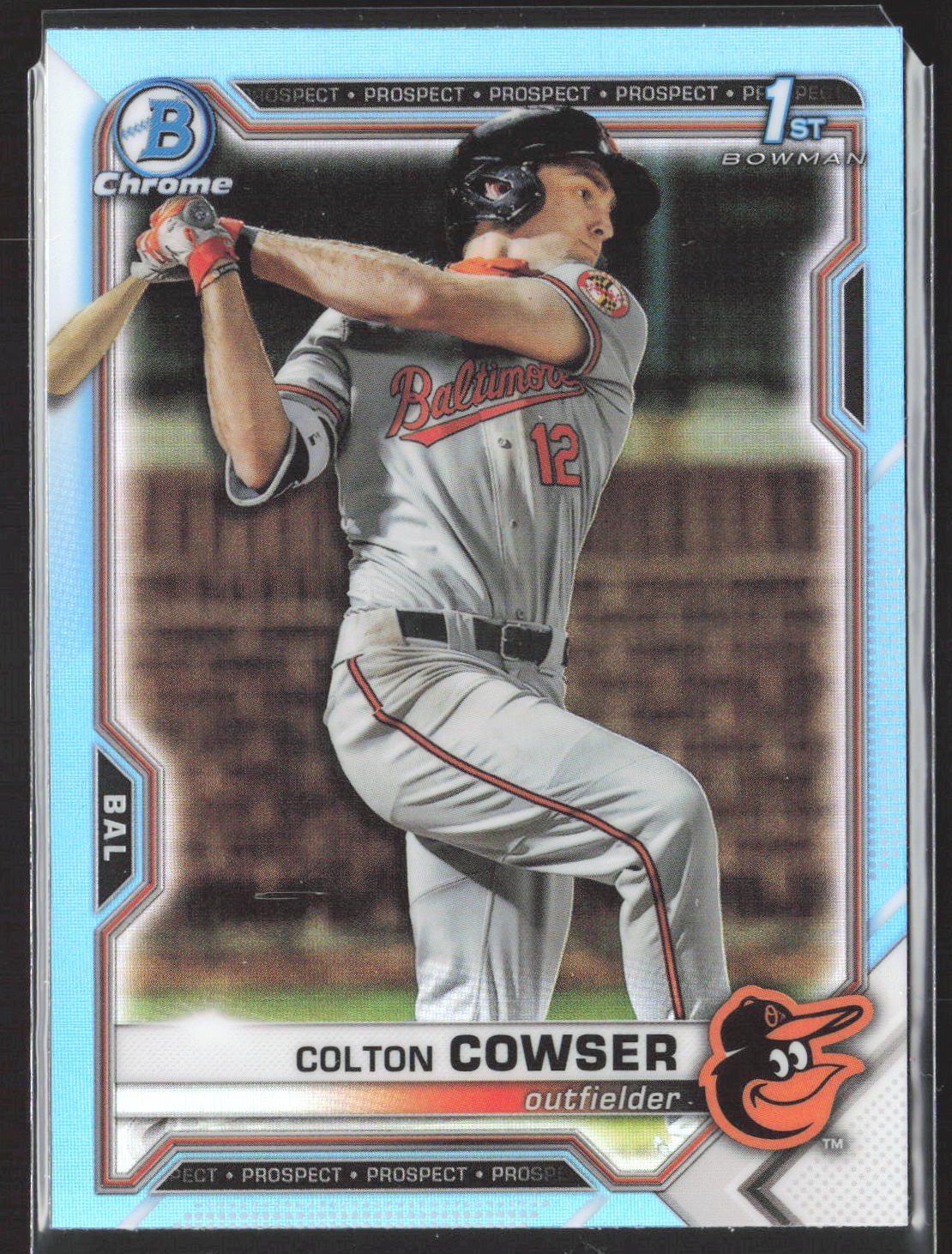 2021 Bowman Draft #BDC-166 Colton Cowser Chrome Sky Blue Refractor