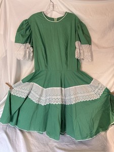 Vtg Kate Schorer Green 20/22?L/XL Square Dance Tea Dress Country Girl Costume