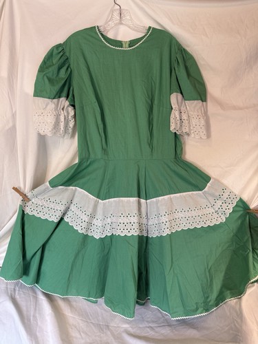 Vtg Kate Schorer Green 20/22?L/XL Square Dance Tea Dress Country Girl Costume