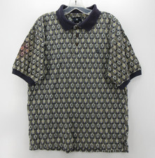 VINTAGE Givenchy Polo Shirt Men Large Blue Activewear Golf Geometric Diamond 