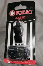 New Fox40 - Classic 115db Official Referee Pealess Whistle NIP Including Lanyard