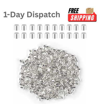 TKYPZY 500 Pieces 2mm Tube Crimp Beads Silver for Jewelry Making