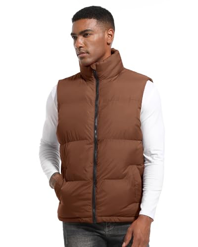Mens Puffer Vest Winter Warm Puffy Vest Jacket for Men Stand XX