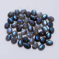 100 Natural Labradorite Oval Cabochon Gemstone Lot 20 Ct. 9X7X5 mm UGL-21