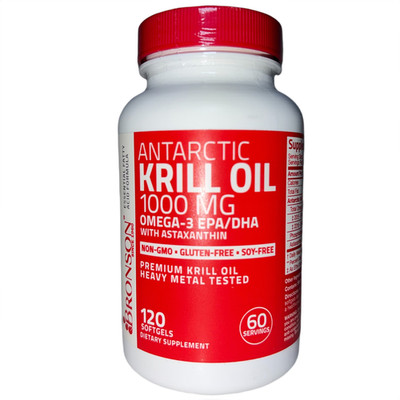 Bronson Antarctic Krill Oil 1000mg Omega-3 EPA DHA Astaxanthin 120ct New