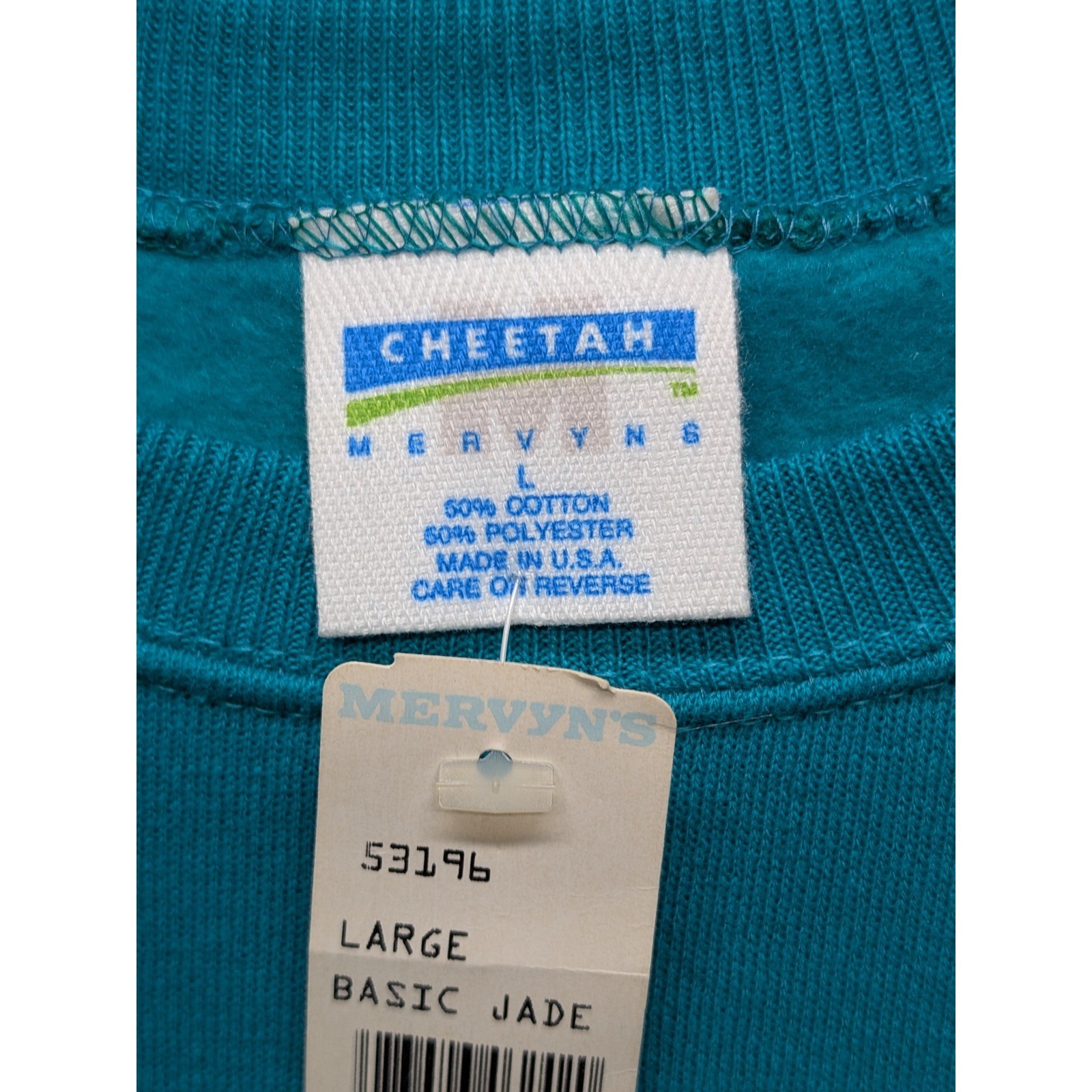VTG Cheetah Basic Jade Teal Basic Crewneck Sweats… - image 5
