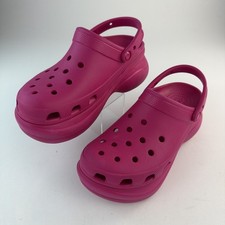 Crocs Classic Pink Bae Clog featuring an exaggerated platform sole W 11