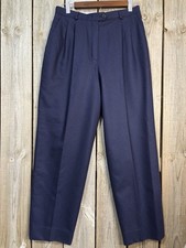 Vintage 90s Lauren Ralph Lauren Petite 12P Navy 100 Worsted Wool Pleated Pants