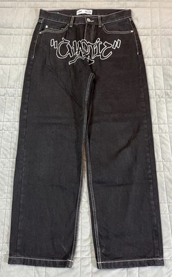 FSBN Men s Baggy Fit  Chaotic  Jeans Sz 32x30 Black Grunge Skater Gothic