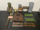 Vintage GI Joe Furniture & Prop Lot, Crates, Wall Locker, Jug, Barrels, Table