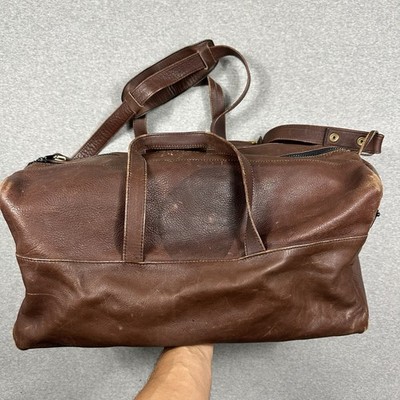 Vintage Frank Clegg Duffel Bag Travel Weekender Gym Rectangle Leather Brown