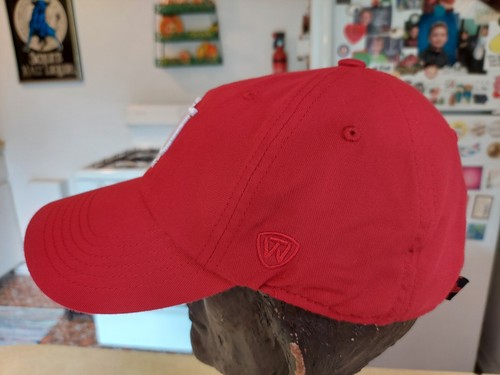 IU Indiana University Dad Hat Top of the World Red Baseball Cap Logo Strapback - Picture 3 of 8