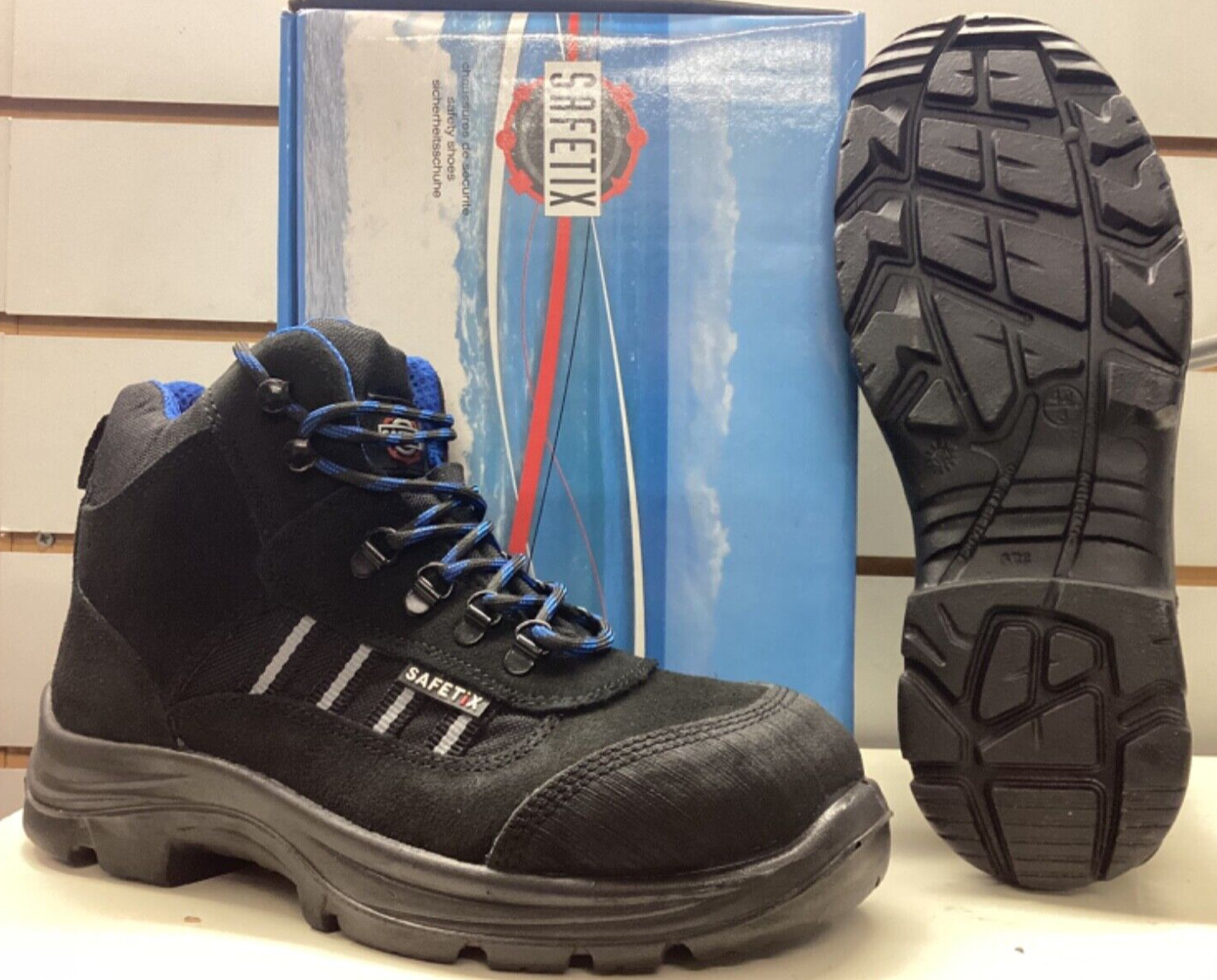 Men's S3 Safety Boots Safetix Steel Toe Black Suede / Nylon UK 5-13