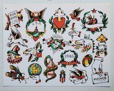 antique 1946 milton zeis folk art tattoo rockford IL flash "Y" 8x10 giclee print