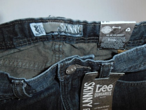 New LEE Dark Gray Blue Denim Straight Leg Adjustable Waist Jeans Pants Boy's 14R - Picture 3 of 6