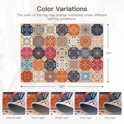 Moroccan Trellis Area Rug, Door Mat Indoor Entrance 2X3 Rug Machine Washable, No - Picture 2 of 8