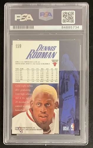 Dennis Rodman Signed 1996 Skybox #159 Card Sticker Basketball Autograph PSA/DNA - Picture 2 of 2