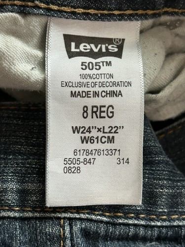 Levis 505 Regular Boys Blue Jeans Size 8 Reg 24x22 - Picture 4 of 5
