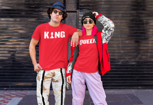 Chess king and queen t-shirts Couple 