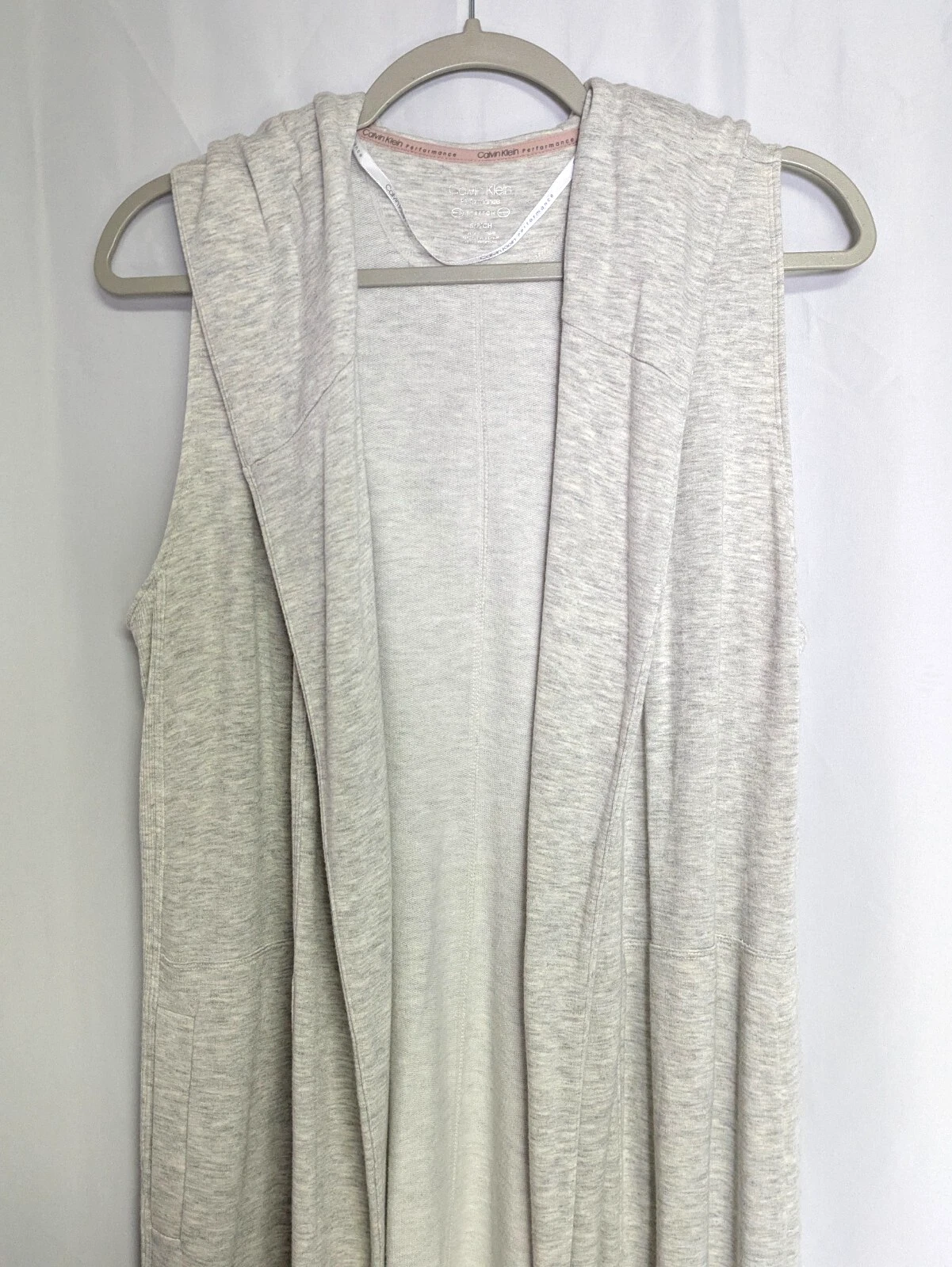 OFF WHITE Calvin Klein Maxi Felpa Aperta Frontale Felpa Senza Maniche Spolverino Gilet Lungo S