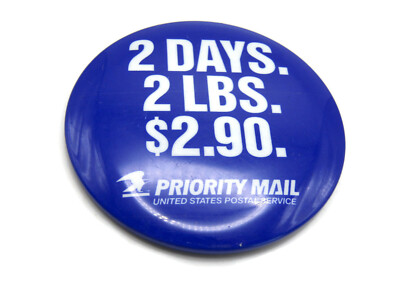 Vintage 1991 USPS Priority Mail Pinback Button 2 LBS $2.90 Rate Advertising