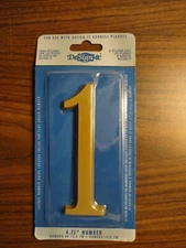 House Address Number 1 Gold 4.75" X 2" Plaque Home Mailbox DeSign-It
