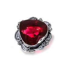 Natural Mozambique Garnet Gemstone 925 Sterling Silver Gift Ring Size 7.5 n733