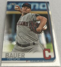 2019 Topps Chrome Baseball Trevor Bauer Cleveland Indians base card #107
