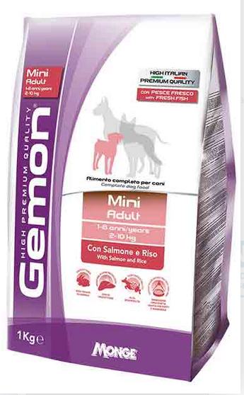 CROCCANTINI PER CANI KG. 1 MONGE GEMON DOG MINI ADULT salmone e riso