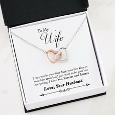 To My Wife Gift Double Heart Interlocking Luxury Necklace Husband and Wife Gifts