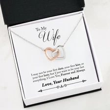 To My Wife Gift Double Heart Interlocking Luxury Necklace Husband and Wife Gifts
