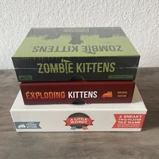 Exploding Kittens Games (Lot Of 3) Original, Zombie Kittens & A Little Wordy