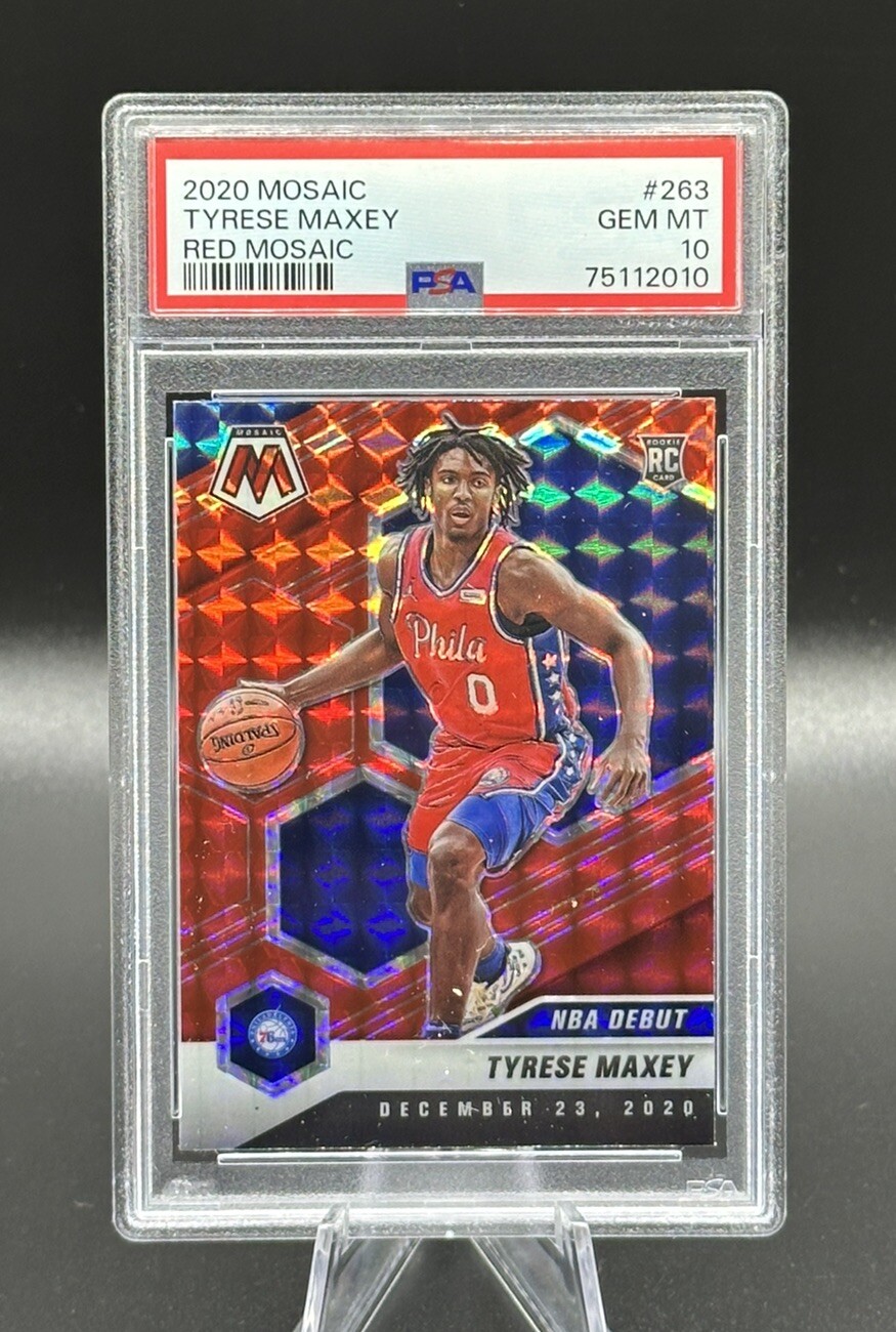 2020-21 Mosaic #263 TYRESE MAXEY Rookie (RC) Red Mosaic Prizm 🔥 PSA 10 GEM 🔥