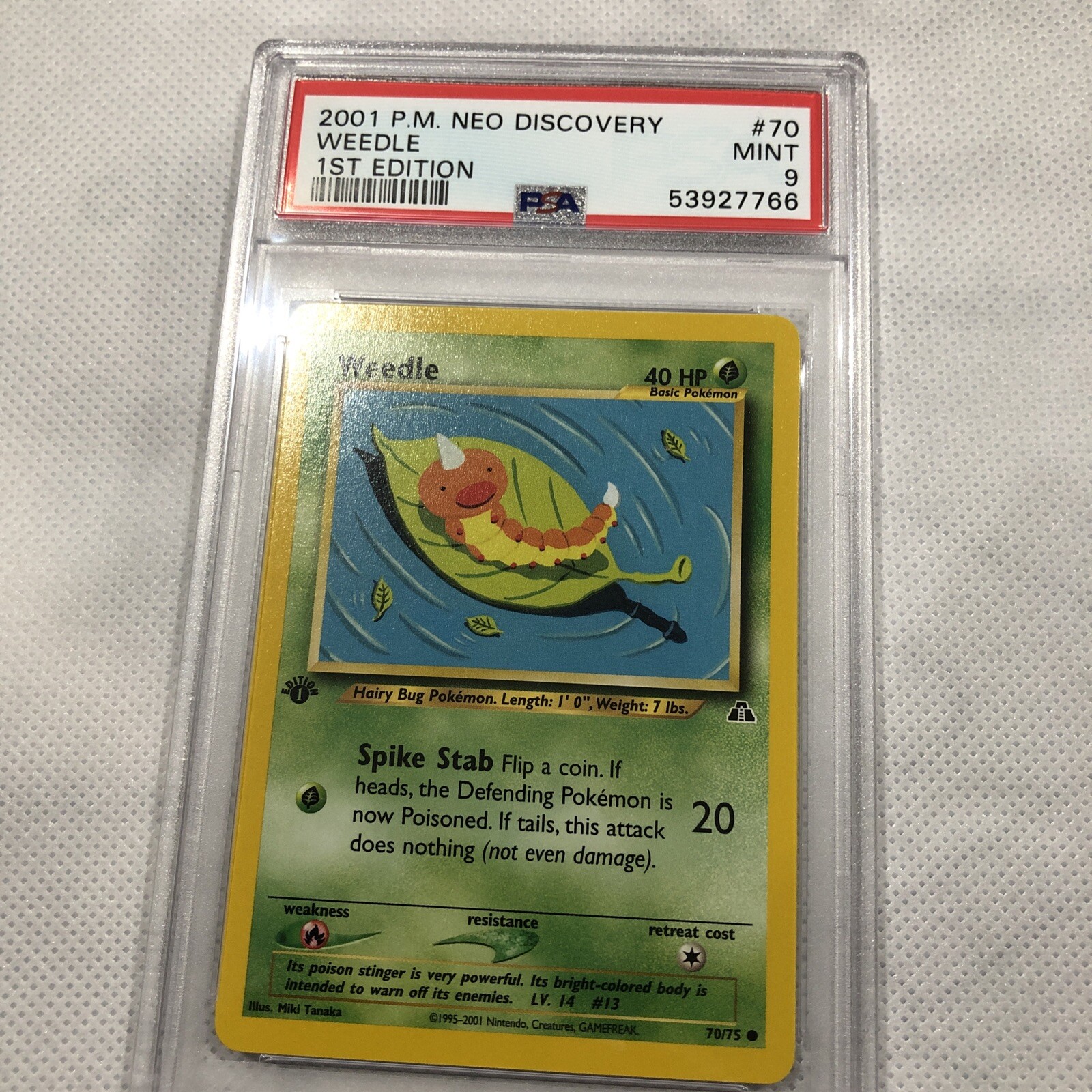 2001 Pokemon Neo Discovery 1st Edition Weedle 70/75 PSA 9 Mint